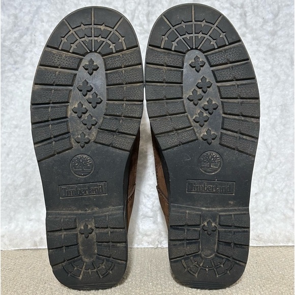 Timberland Boys Brown/Green Field Leather Waterproof Hiking Boots Shoes SZ 3.5 - Picture 8 of 12